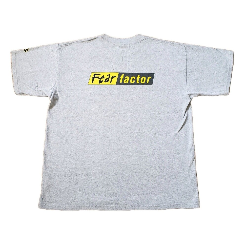 Vintage Fear Factor Promo NBC Experience XL Mens BOXY Double Side T-Shirt Gray